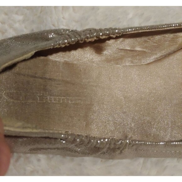 CL By Laundry Champagne Metallic and Glitzy Sparkly Shiny Ballet Slipper Shoes 9 - Picture 10 of 10